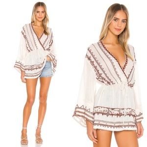 NWT Free People Saffron Embroidered Tunic in Ivory